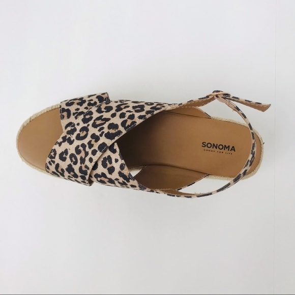New! Platform Leopard Cheetah Print Straw Espadrilles Jute Wedge Heel Sandals - Picture 5 of 9